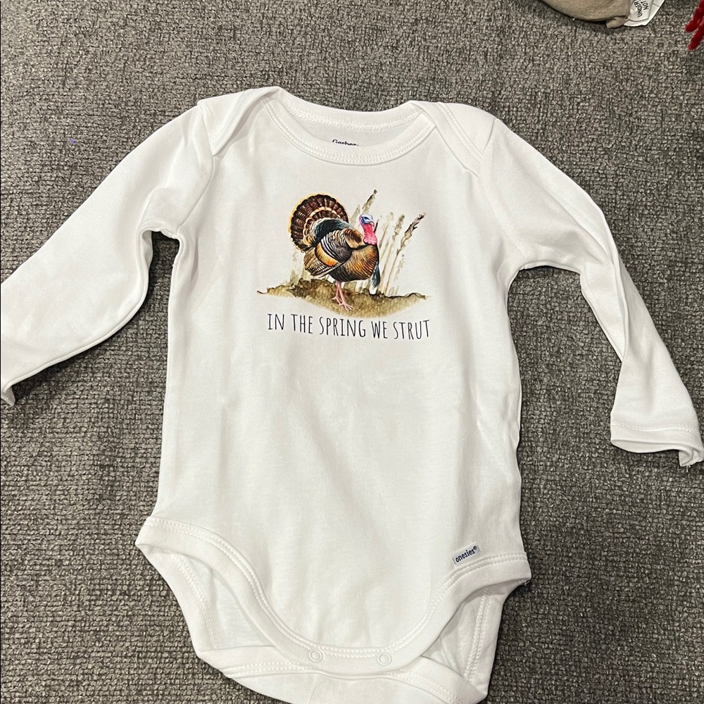 Gerber White Bodysuit with Turkey Design